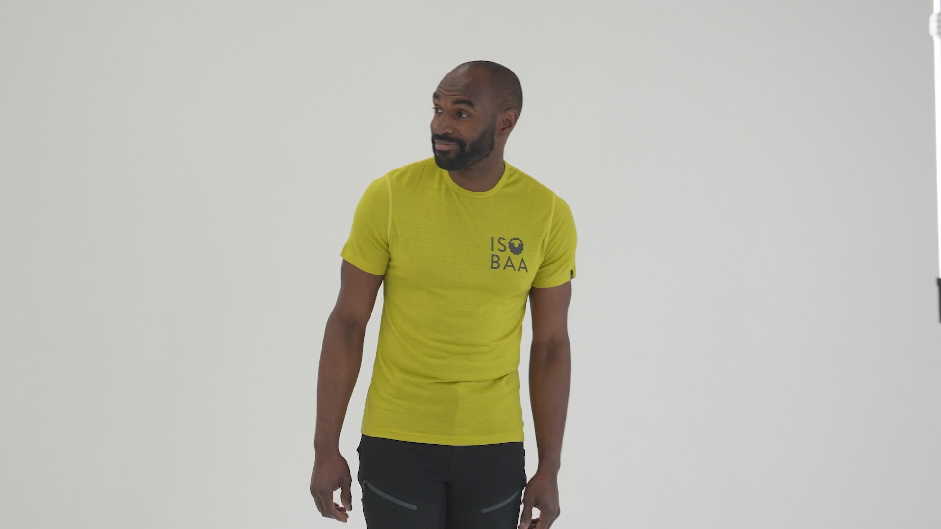Mens Merino 150 Logo Tee (Lime) | Model: Michael