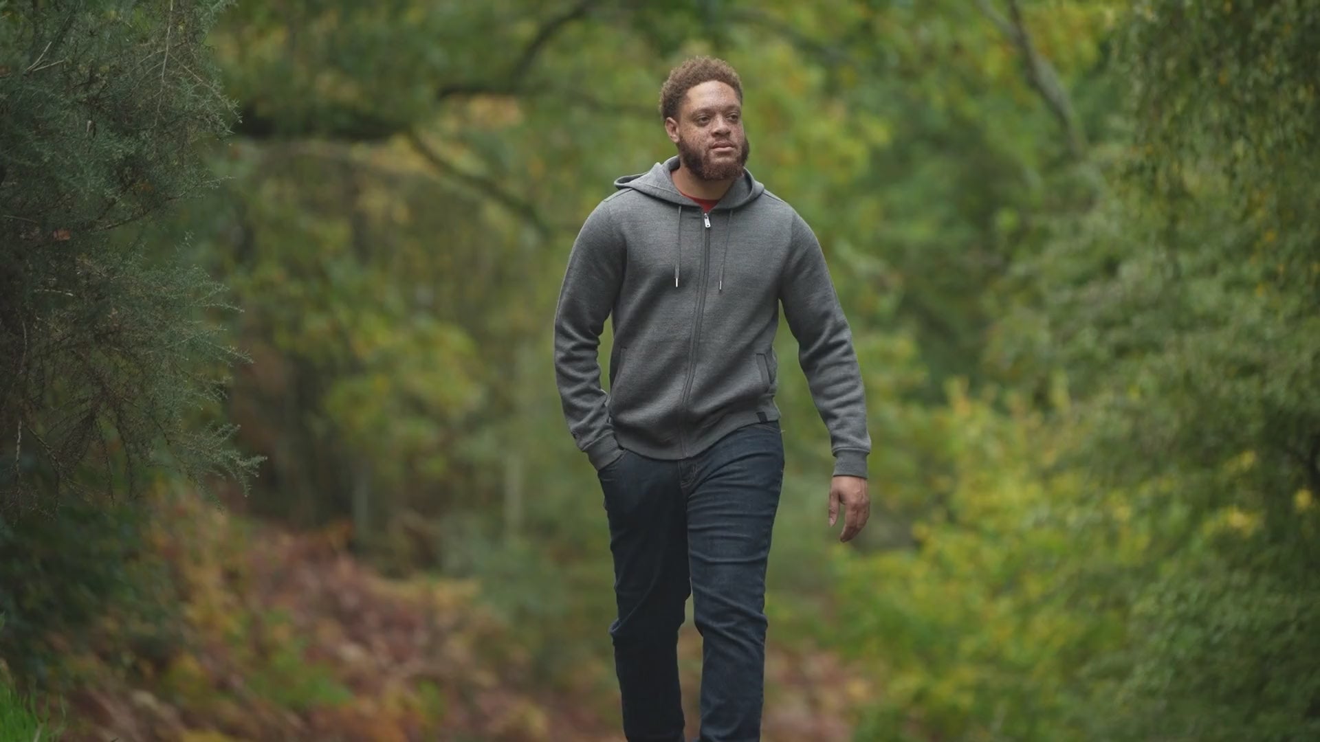 Isobaa | Mens LUX Hoodie (Smoke/Charcoal) | Discover the pinnacle of comfort with Isobaa's 100% Merino double-knit hoodie. | align: 50% 45% | Model: Shaquille