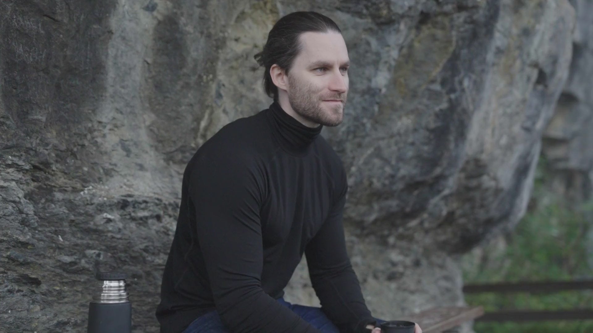 Isobaa | Mens 160 Merino Active Roll Neck (Black) | Embrace the chill in style with our Men's 160 Merino Active Roll Neck, crafted from 160g 18.5 micron superfine merino wool | align: 45% 55% | Model: Ed