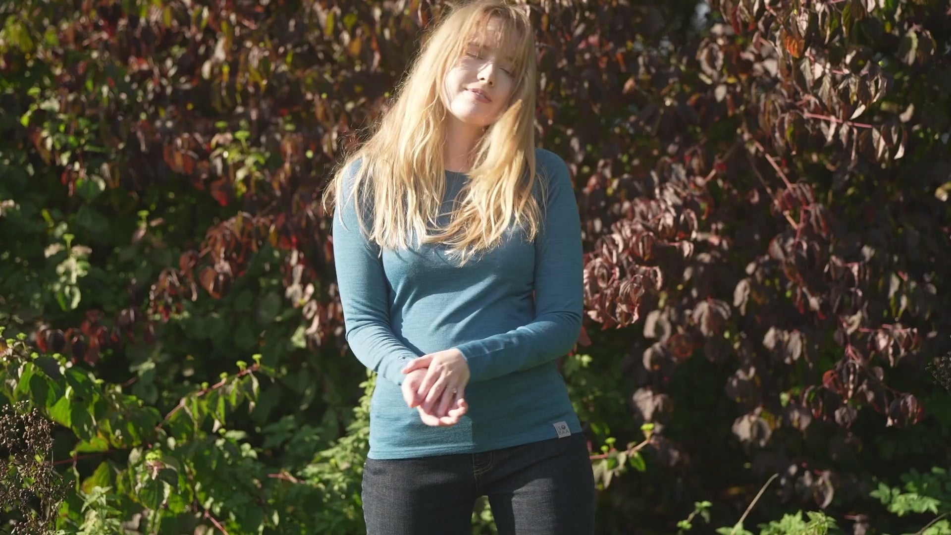 Isobaa | Womens IsoSoft 180 Long Sleeve Crew (Teal) | The ultimate adventure top. | align: 45% 45% | Model: Natasha