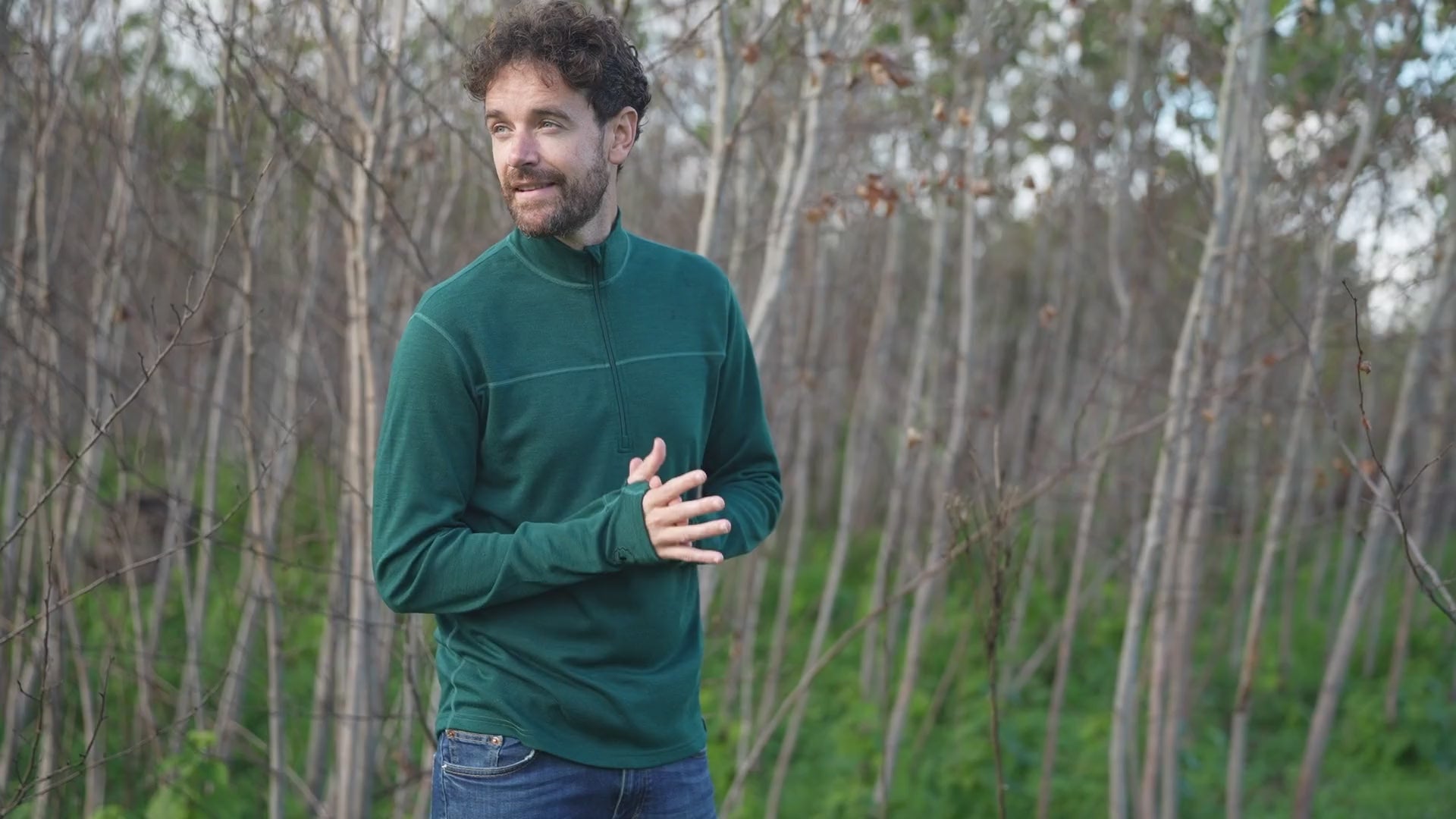 Isobaa | Mens IsoSoft 240 Zip Neck (Emerald) | Gear up for the outdoors with Isobaa's ultimate Merino zip top. | align: 45% 50% | Model: Leighton