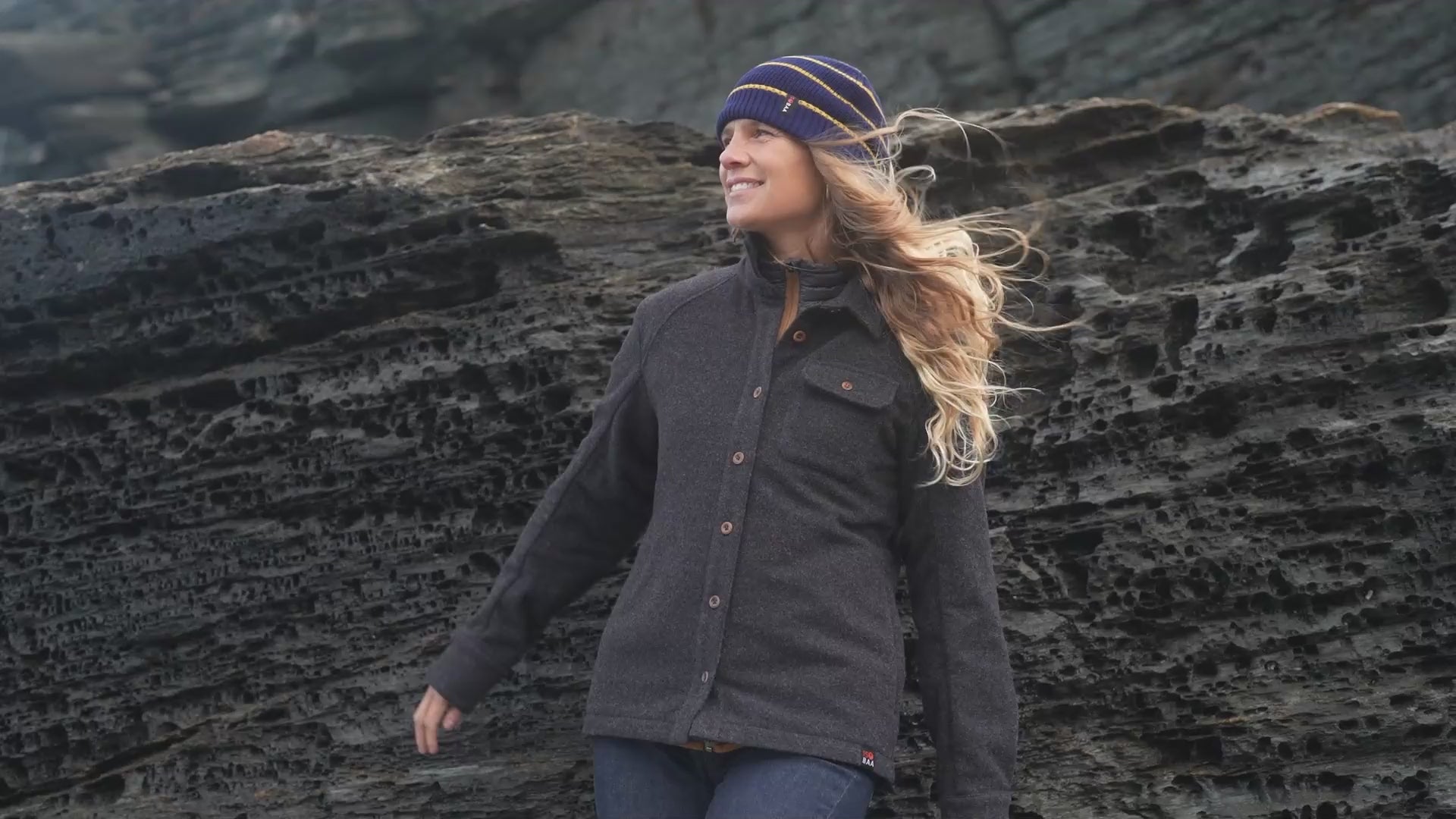 Isobaa | Merino Stripe Beanie (Navy/Mustard) | Wrap yourself in cosy warmth with Isobaa's Merino beanie. | align: 55% 0%