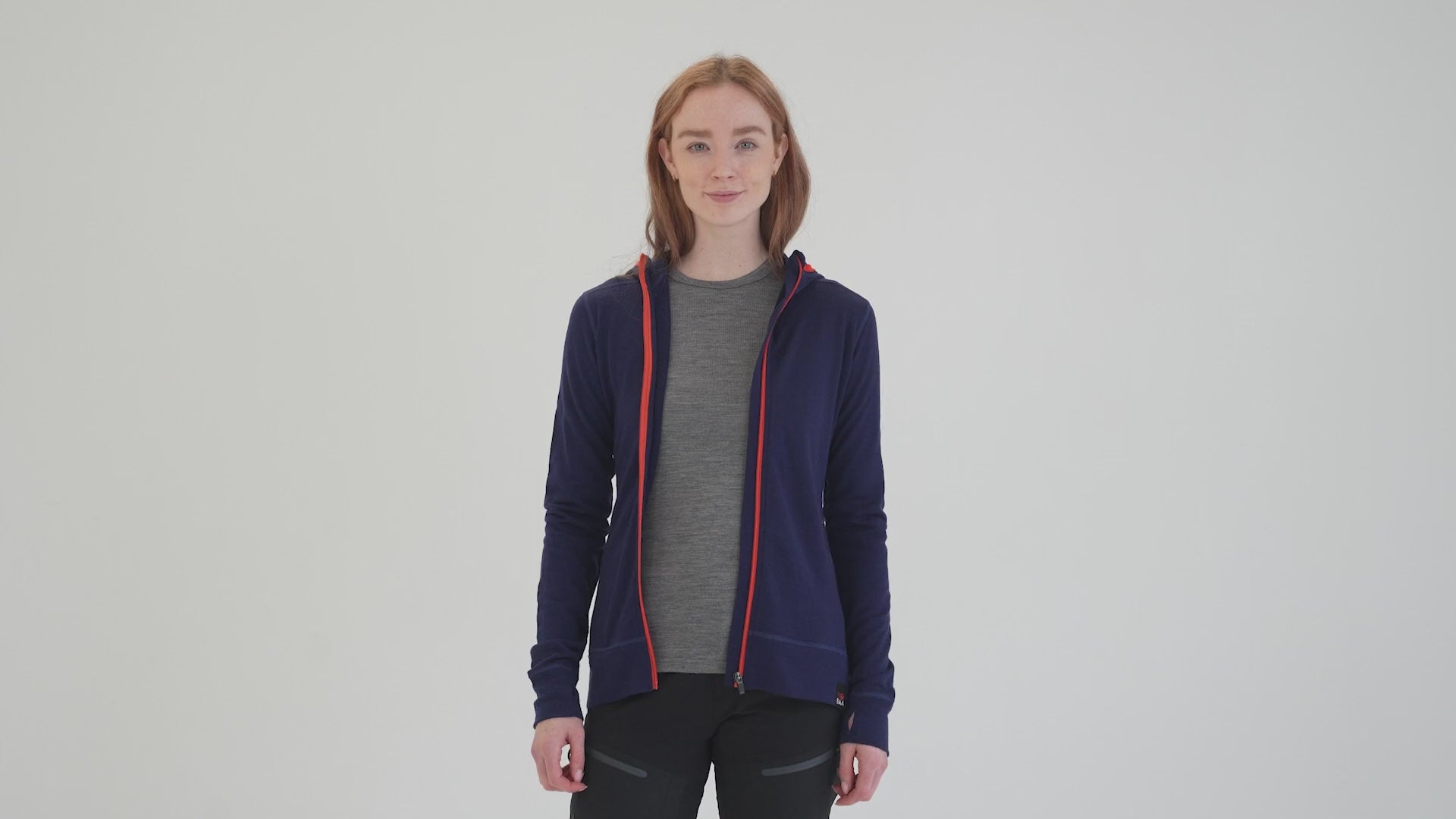 Womens Merino 260 Casual Hoodie (Navy) | Model: Sophie