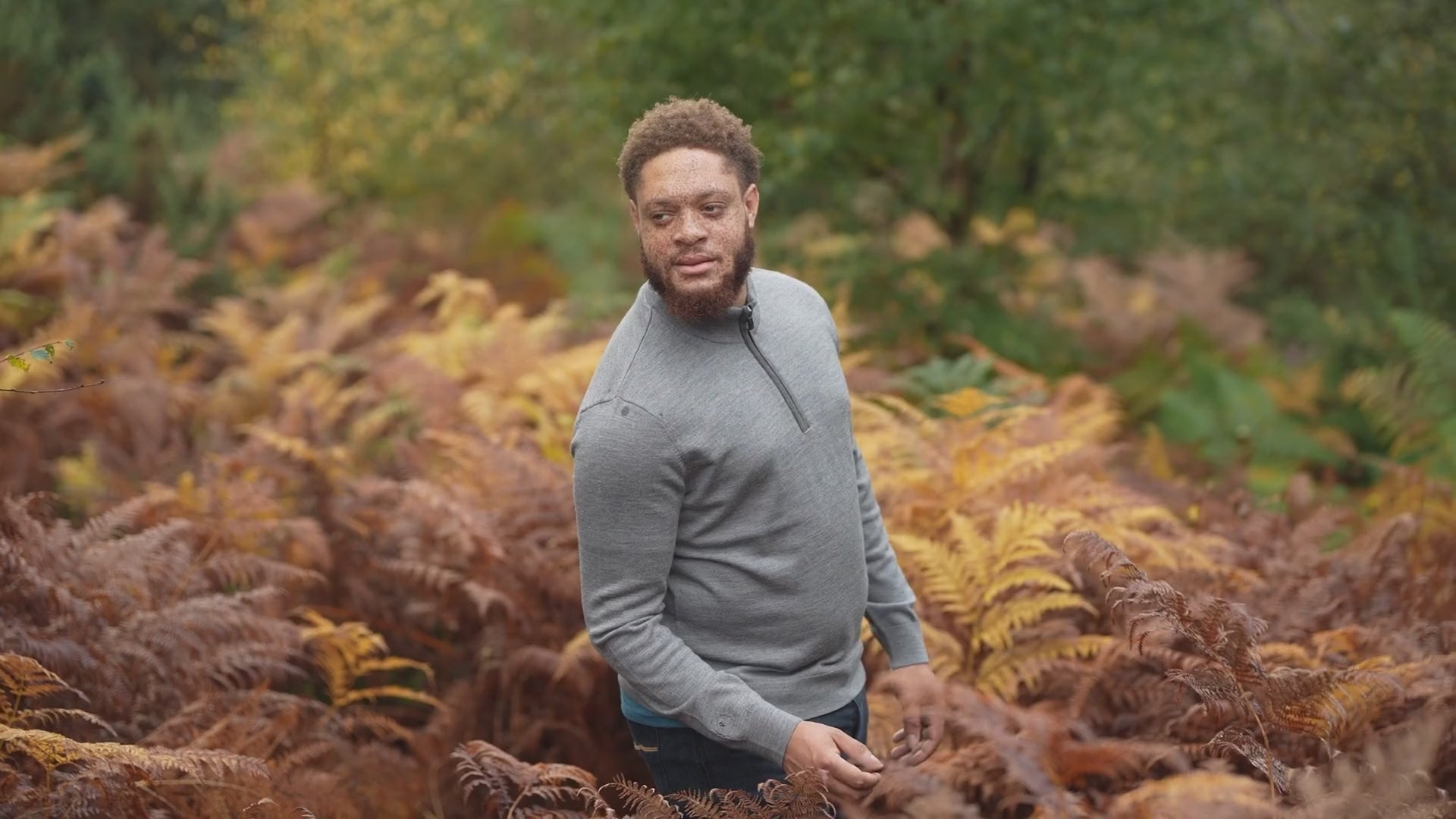 Mens Zip Neck Sweater (Charcoal/Smoke) | Model: Shaquille