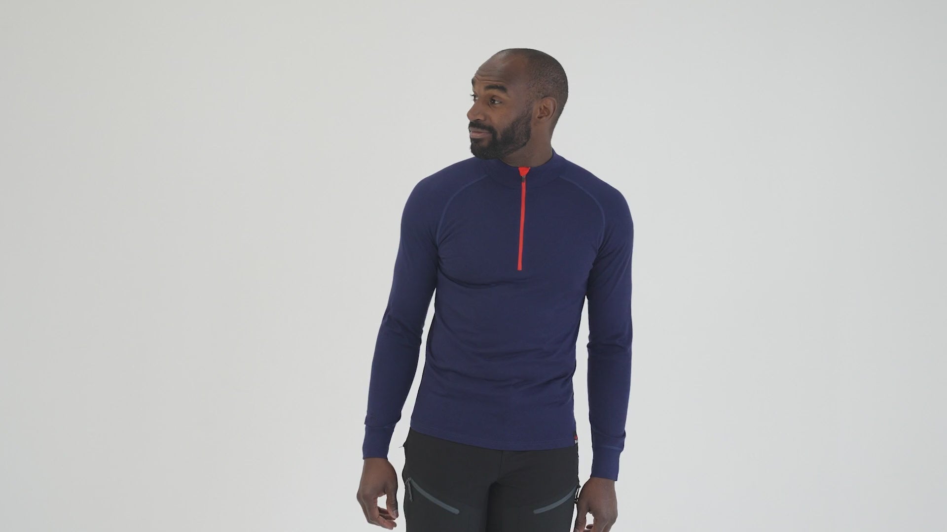 Mens Merino 200 Long Sleeve Zip Neck (Navy) | Model: Michael