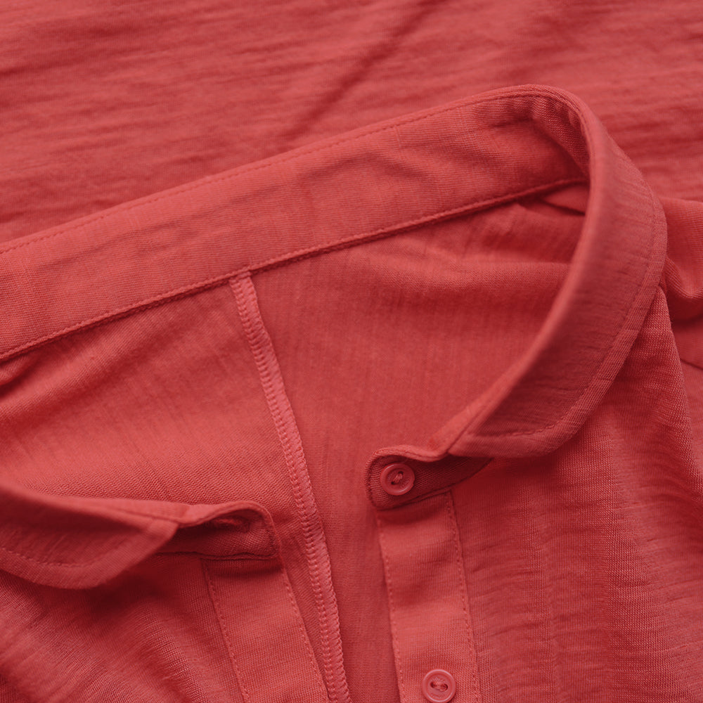 Womens 120 Ultrafine Cropped Blouse (Coral)