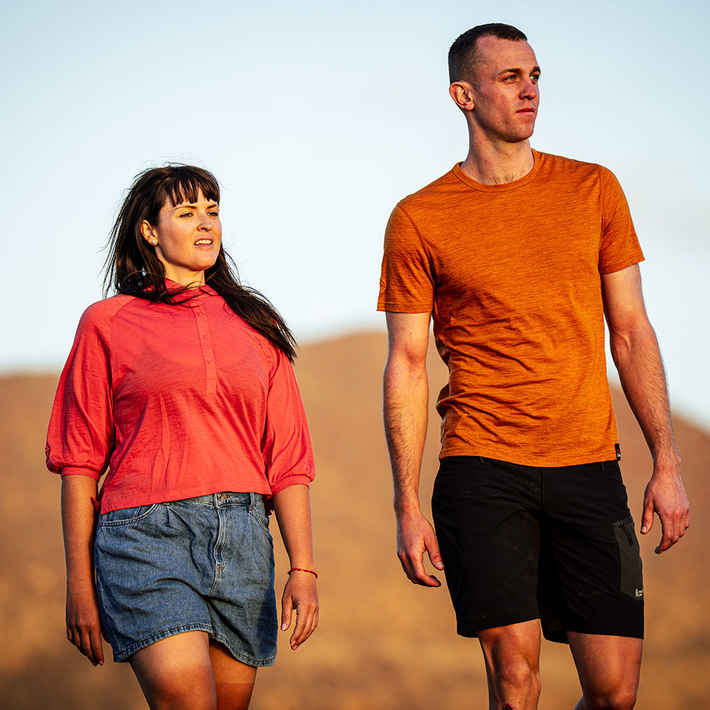 Womens 120 Ultrafine Cropped Blouse (Coral) | Model: Isabel