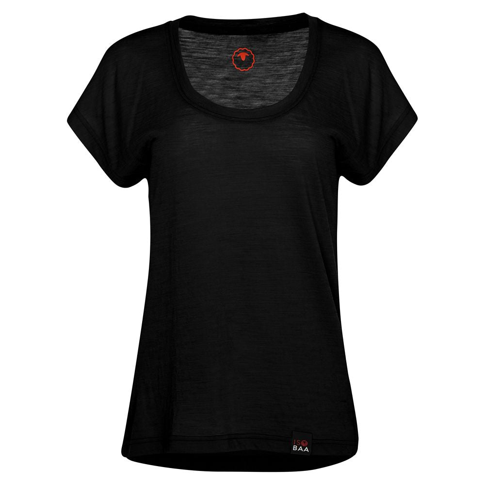 Womens 120 Ultrafine SS Scoop Top (Black)