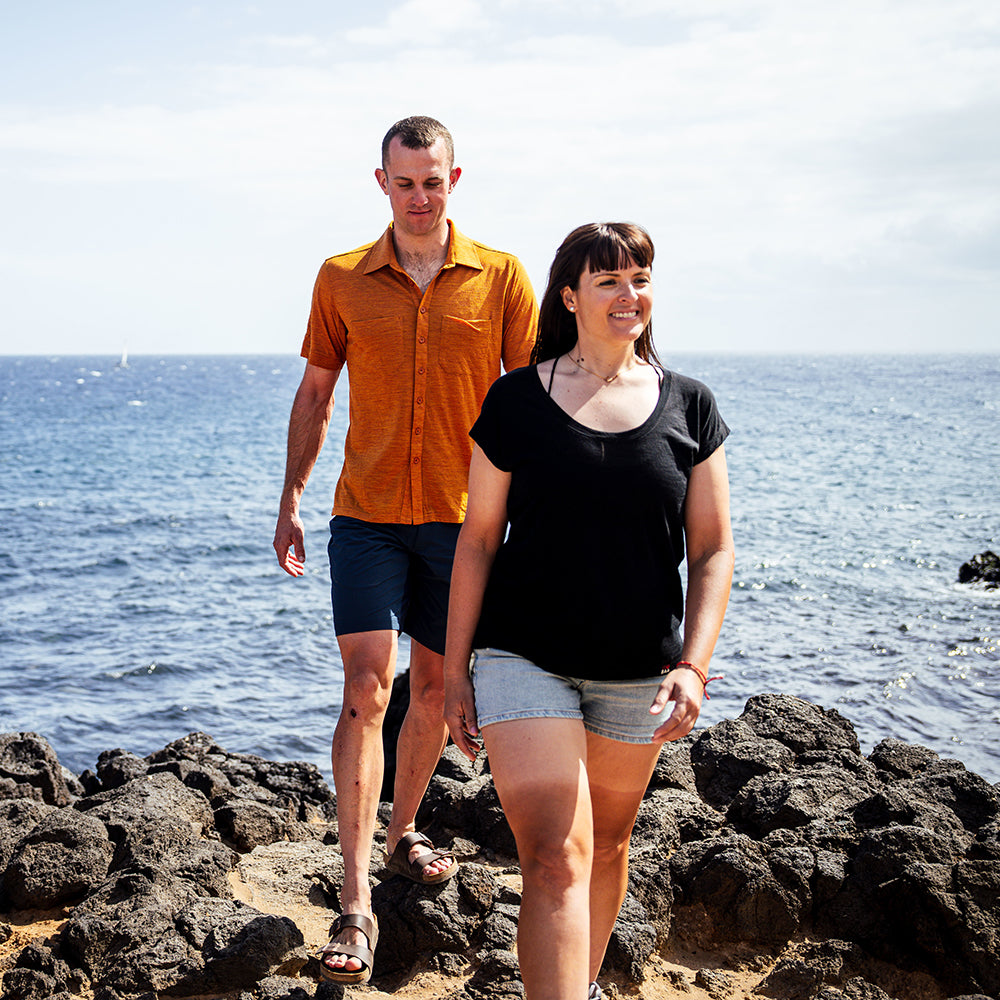 Womens 120 Ultrafine SS Scoop Top (Black) | Model: Isabel