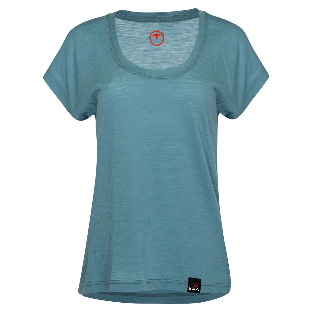 Womens 120 Ultrafine SS Scoop Top (Lagoon)