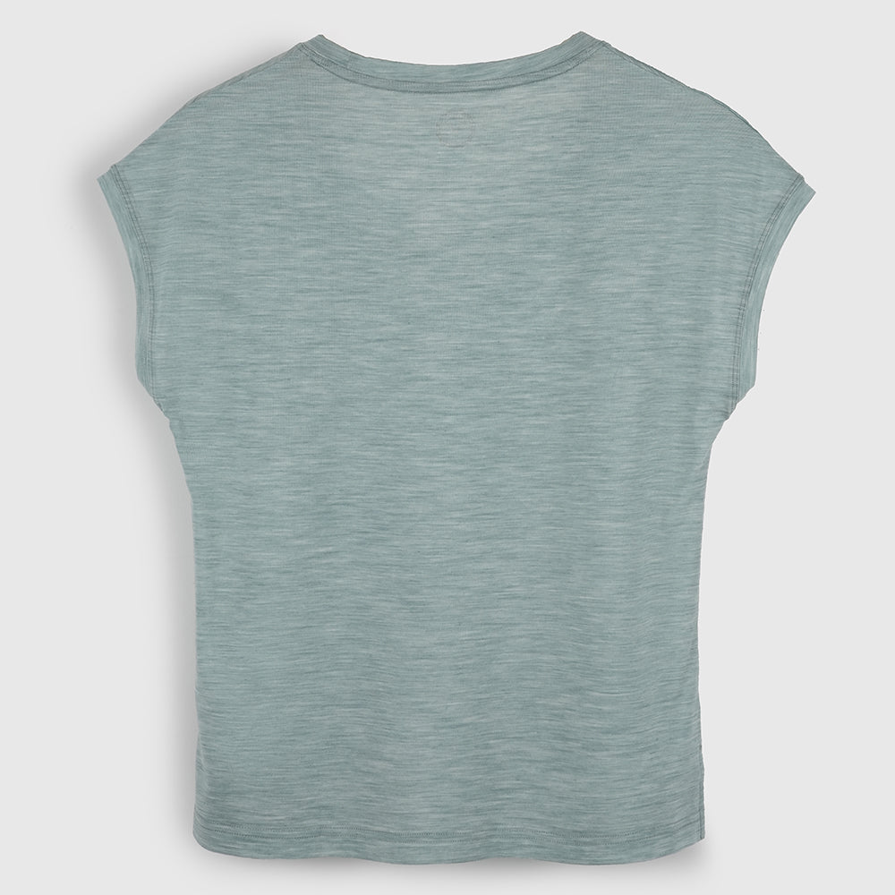 Womens Merino Blend 125 Ultrafine SS Scoop Top (Agave)