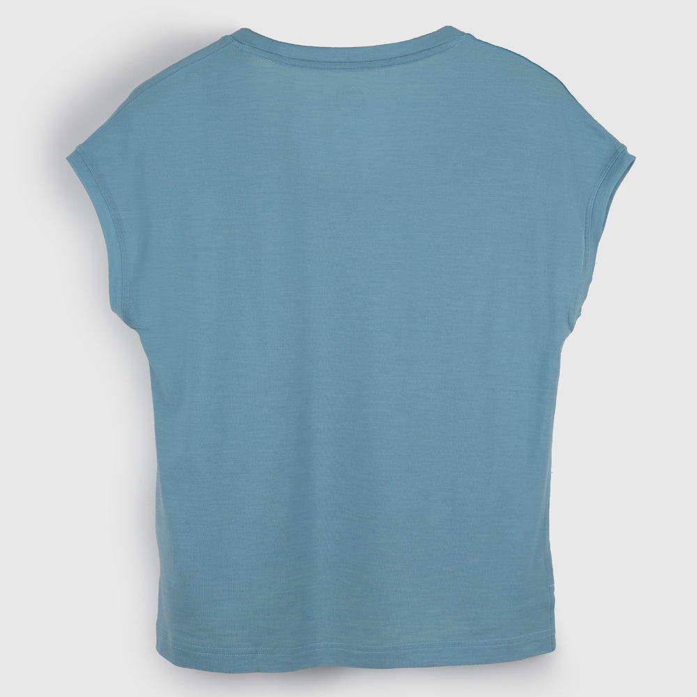 Womens Merino Blend 125 Ultrafine SS Scoop Top (Lagoon)