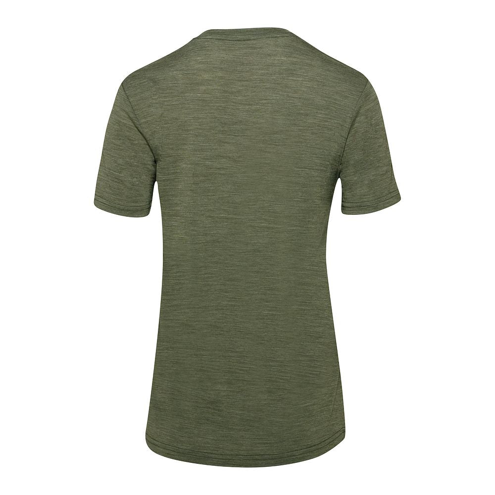 Isobaa Womens Merino 150 Sunset T-Shirt (Olive Melange/Black)