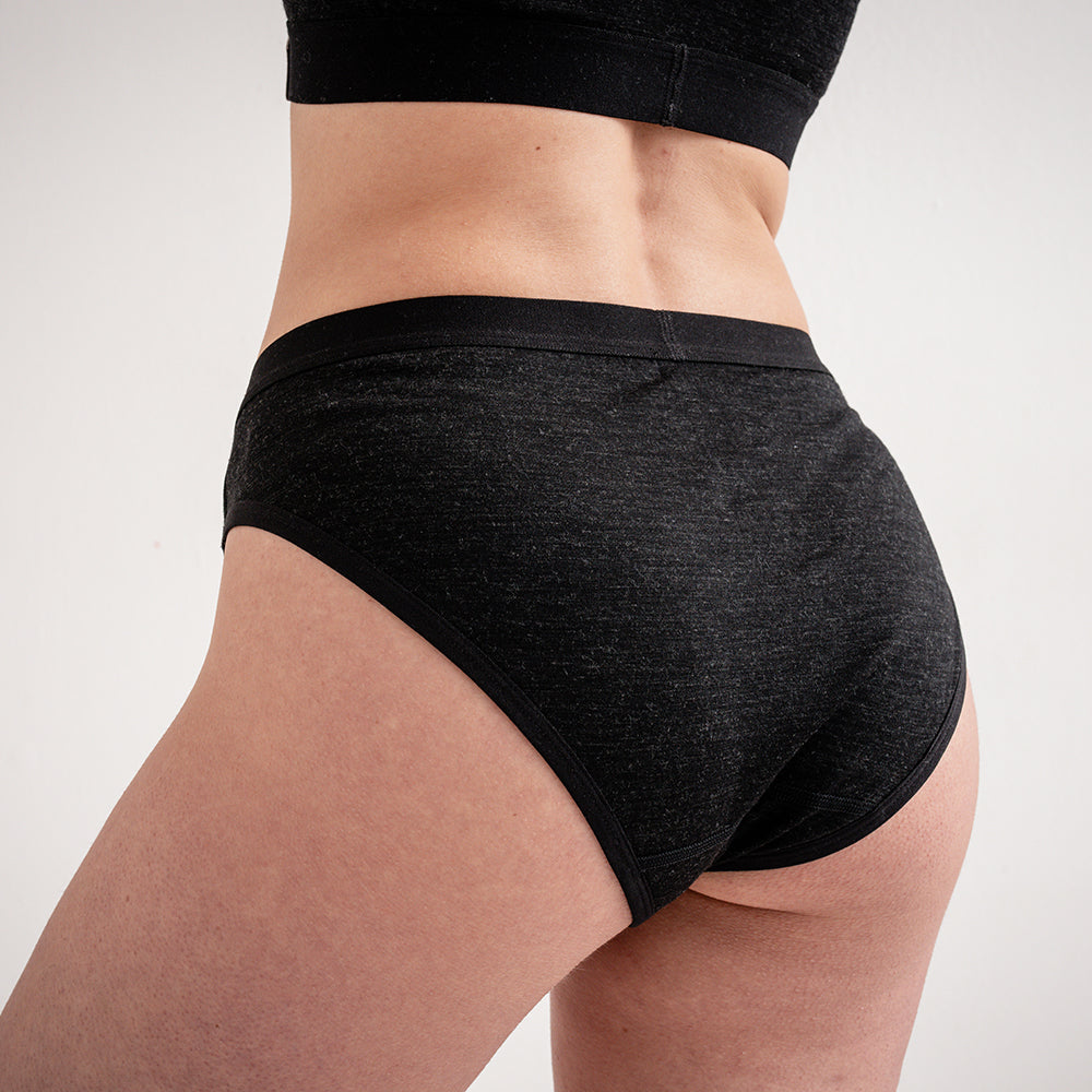Womens 160 Bikini Knickers (Black Melange) | Model: SS25-1