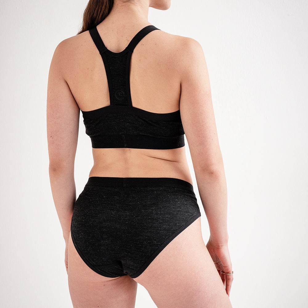 Womens 160 Bikini Knickers (Black Melange) | Model: SS25-1