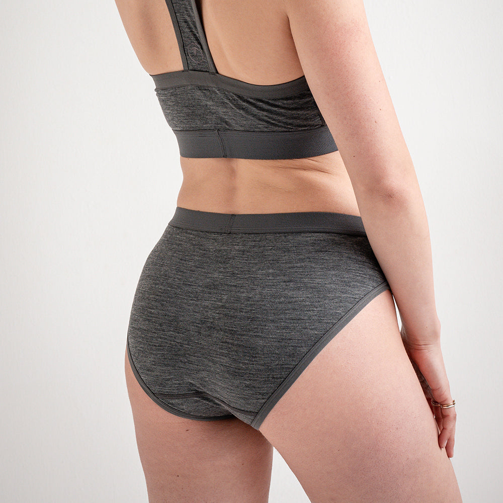 Womens 160 Bikini Knickers (Smoke Melange) | Model: SS25-1