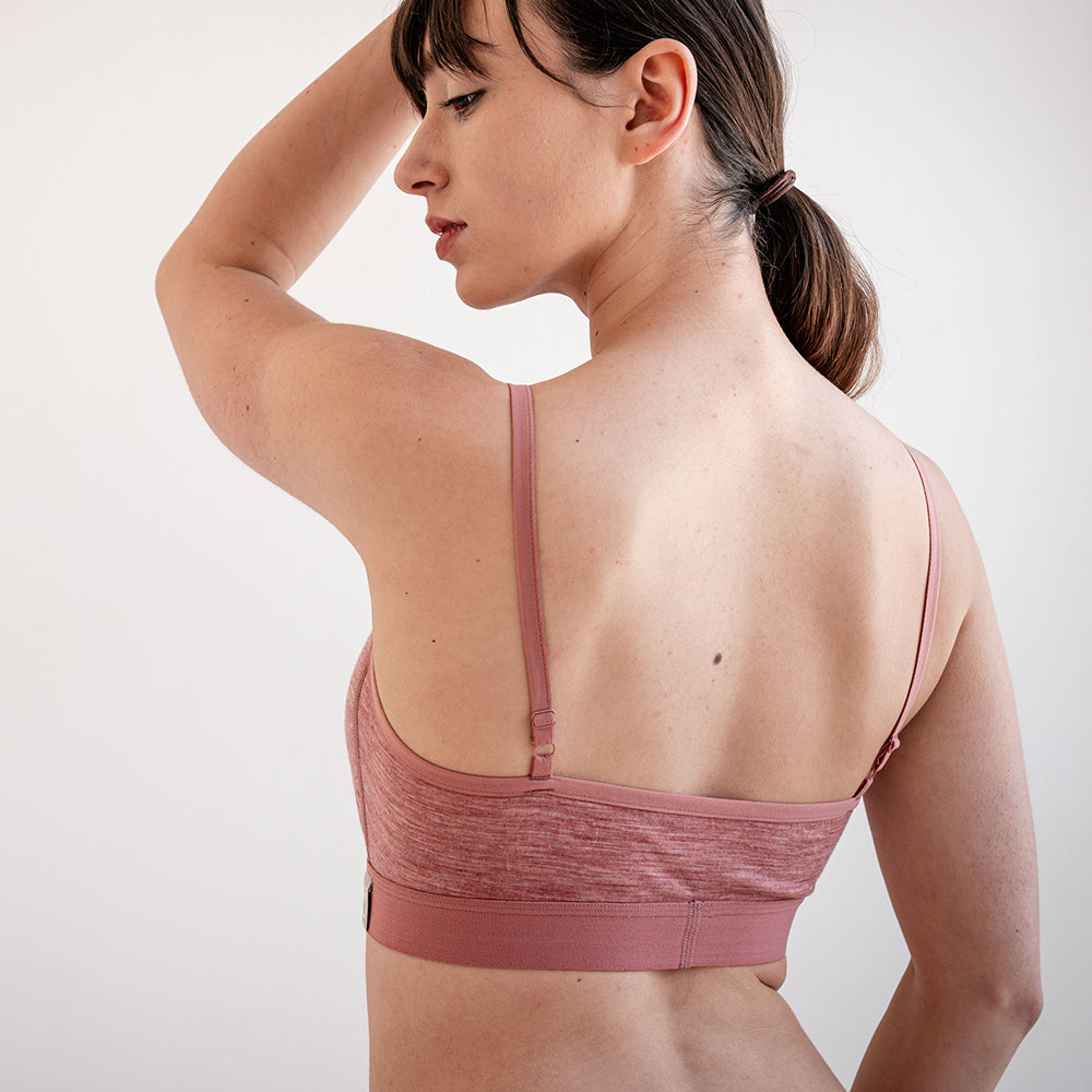 Womens Merino Blend 160 Crop Top (Blush Melange) | Model: SS25-1