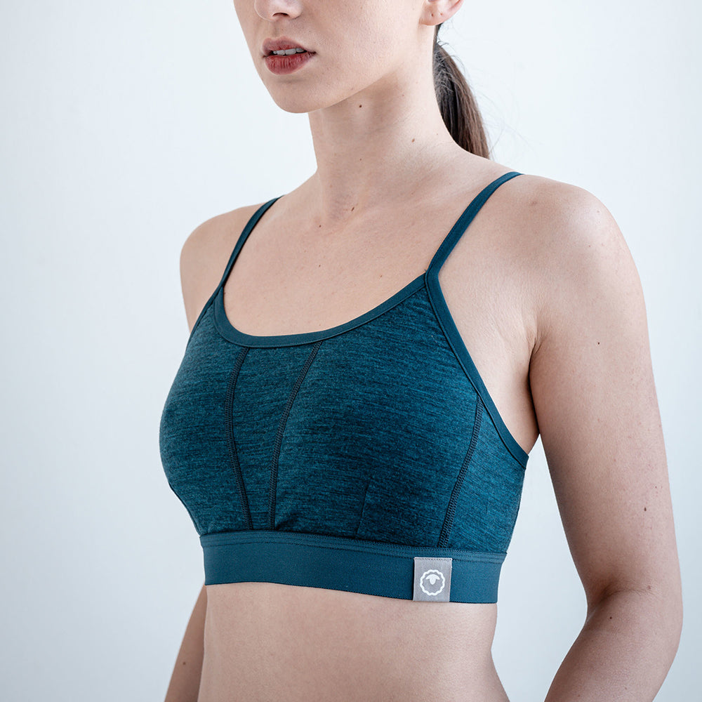 Womens Merino Blend 160 Crop Top (Petrol) | Model: SS25-1