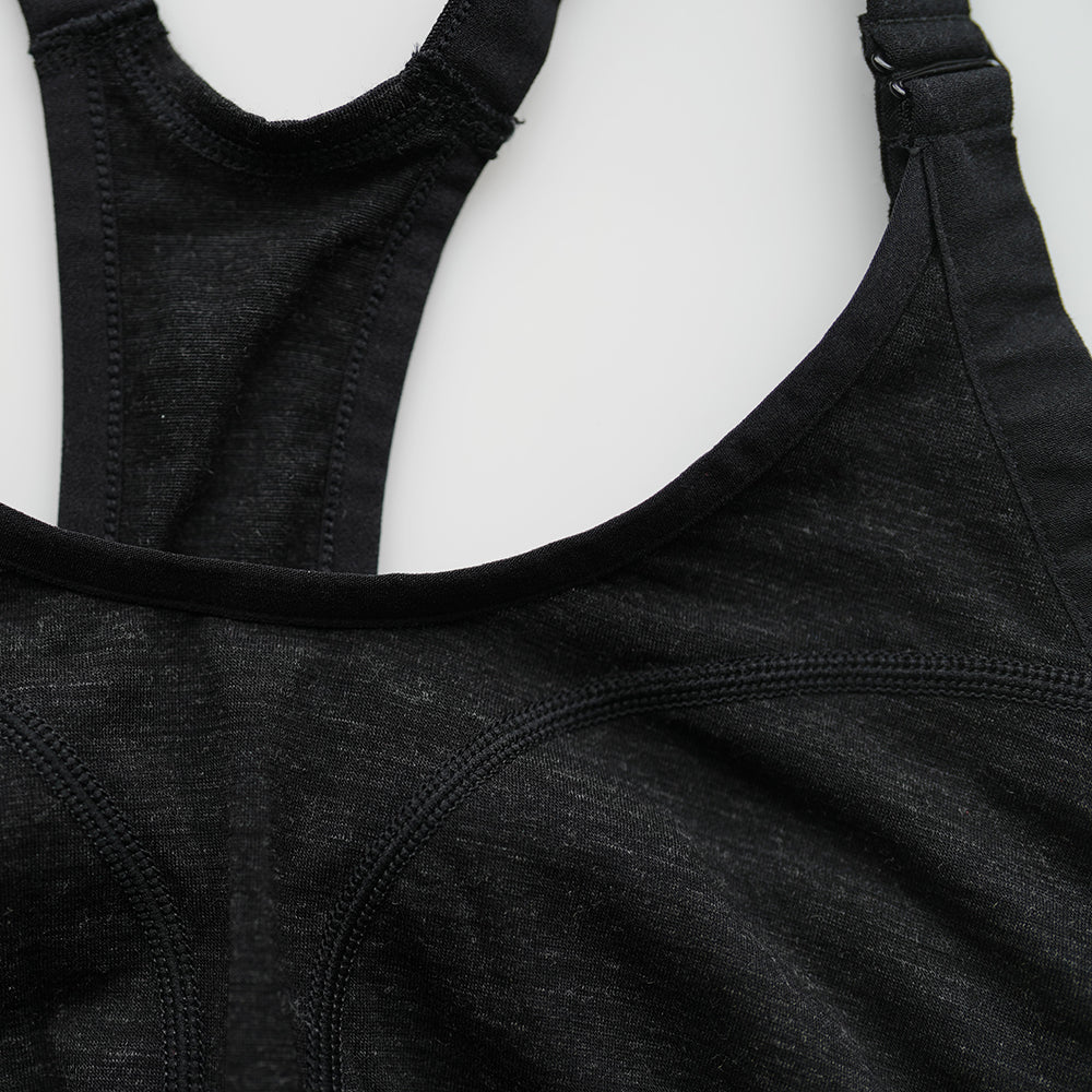 Womens 160 Racer Crop Top (Black Melange)