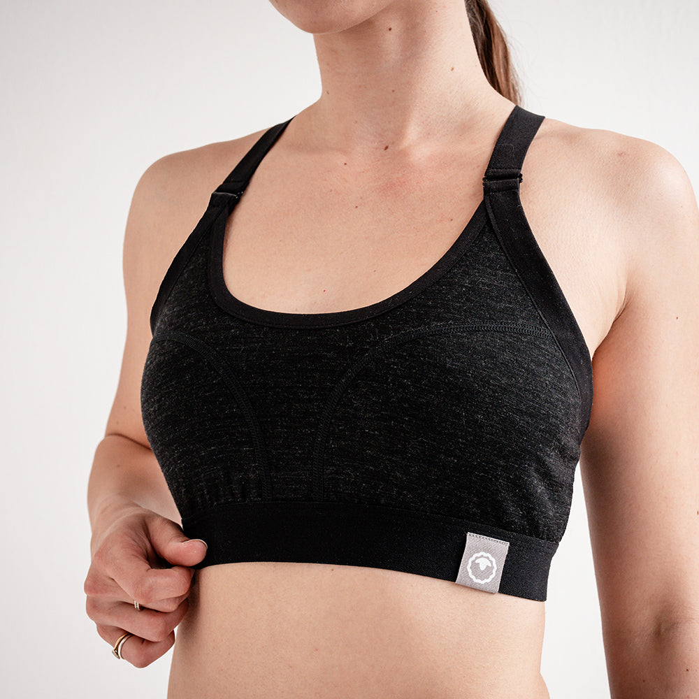Womens 160 Racer Crop Top (Black Melange) | Model: SS25-1