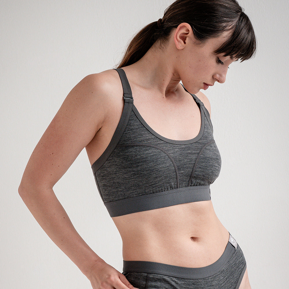 Womens 160 Racer Crop Top (Smoke Melange) | Model: SS25-1