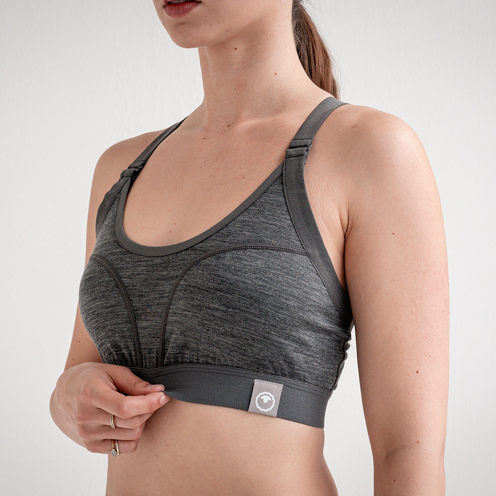 Womens 160 Racer Crop Top (Smoke Melange) | Model: SS25-1