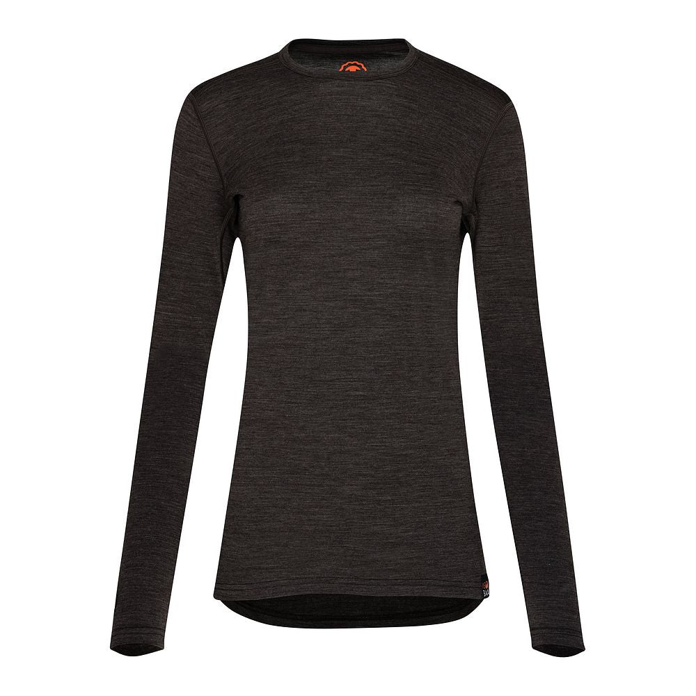 Isobaa Womens Merino 180 Long Sleeve Crew (Chocolate/Melange)
