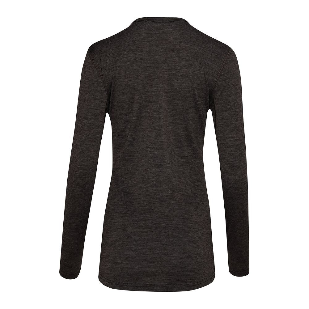 Isobaa Womens Merino 180 Long Sleeve Crew (Chocolate/Melange)