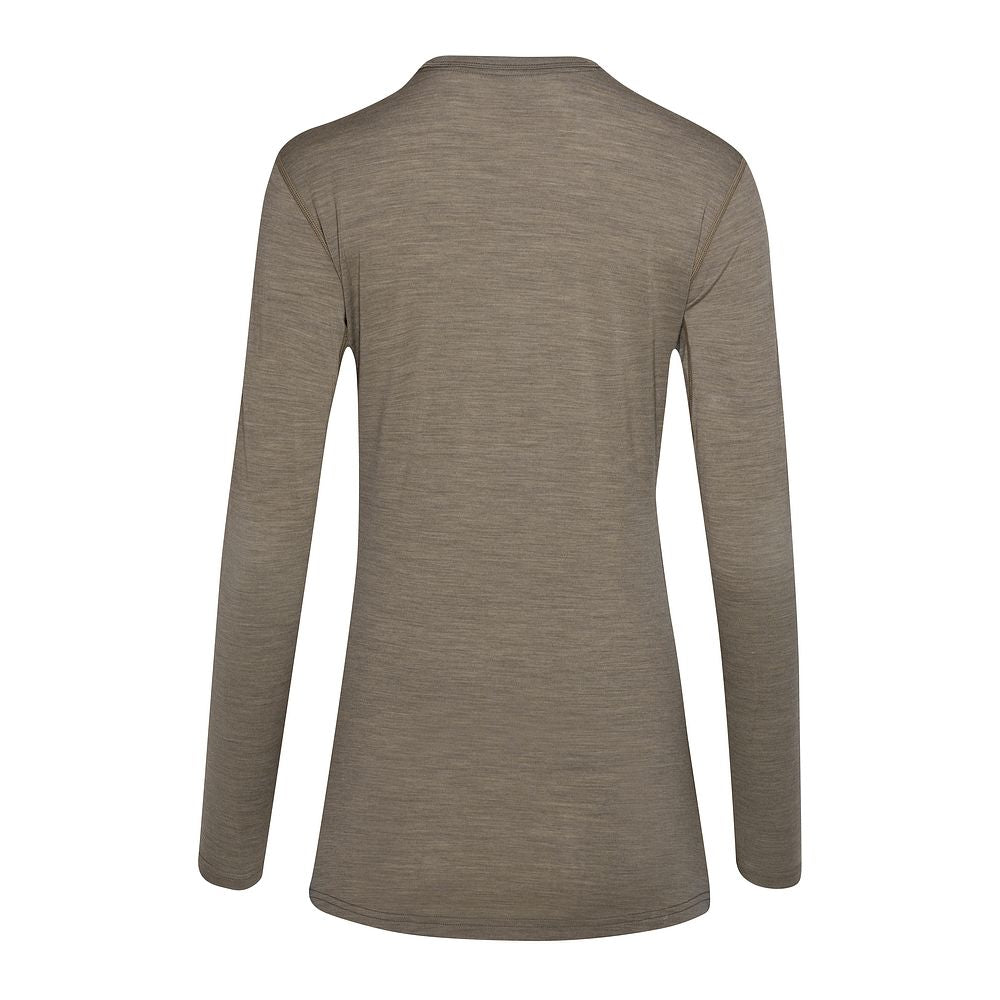 Isobaa Womens Merino 180 Long Sleeve Crew (Truffle/Melange)