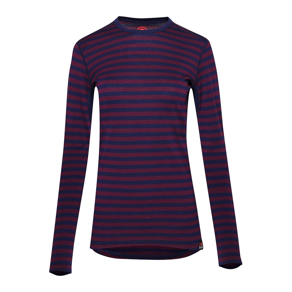 Isobaa | Womens Merino 180 Long Sleeve Crew (Navy/Wine) | Get outdoors with the ultimate Merino wool long-sleeve top.