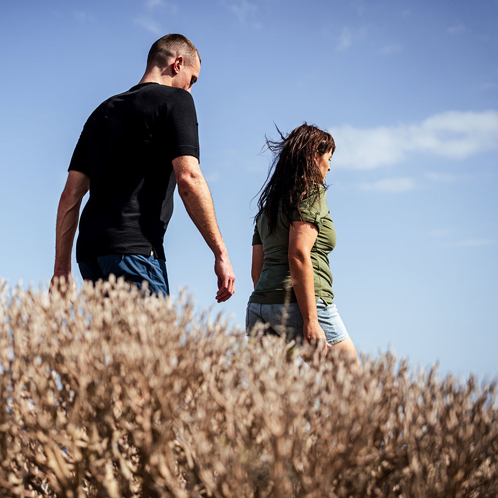 Womens 180 SS Hiking Top (Olive) | Model: Isabel