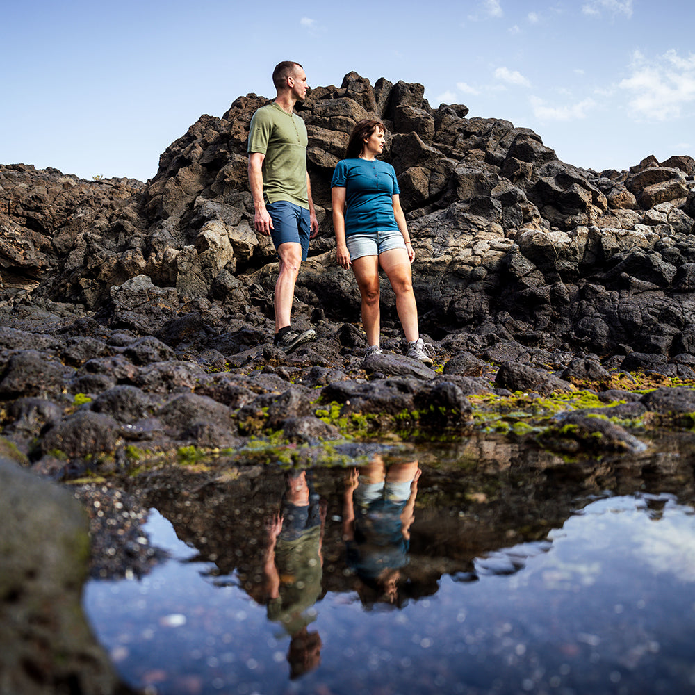 Womens 180 SS Hiking Top (Petrol) | Model: Isabel