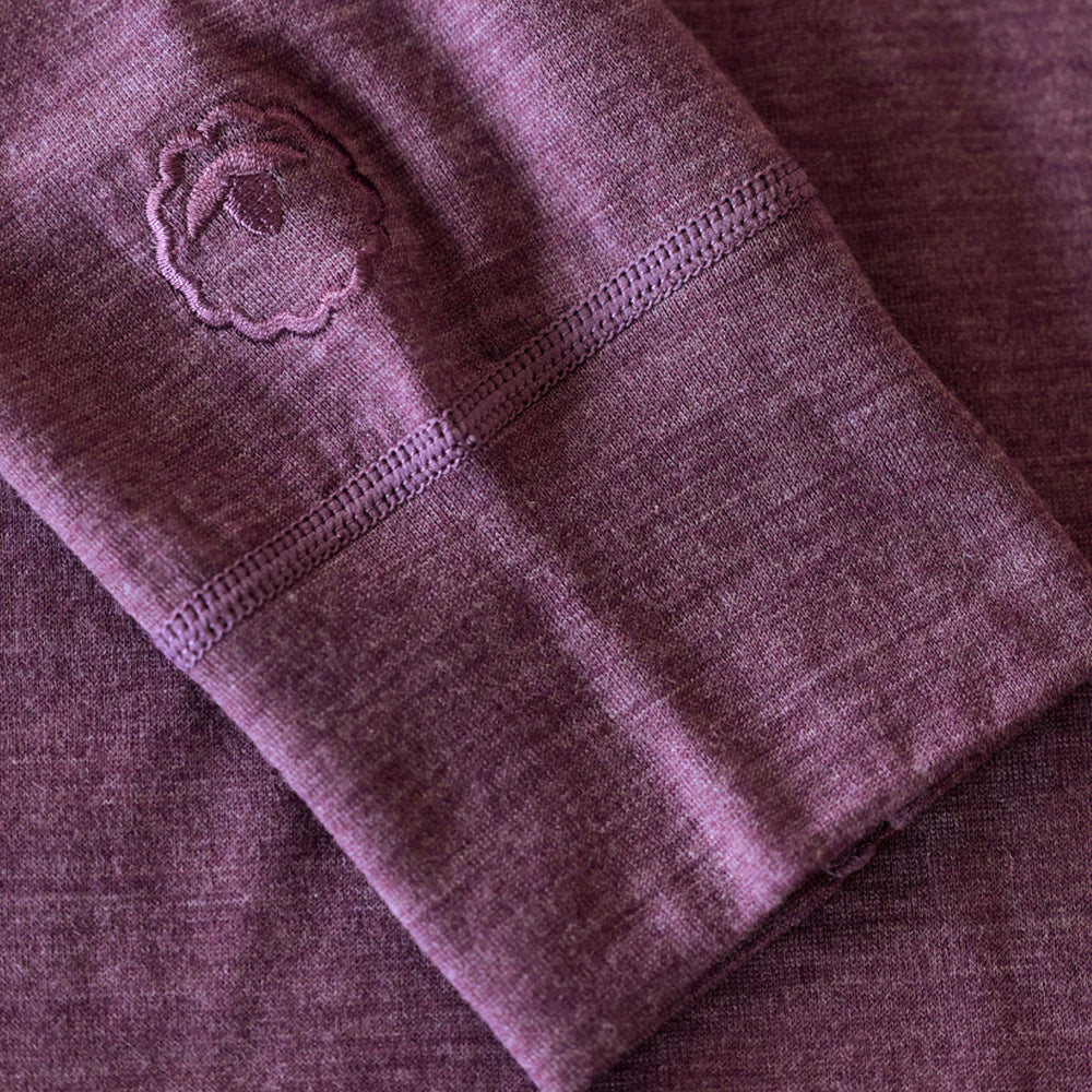 Isobaa Womens Merino 200 Long Sleeve Zip Neck (Mauve Melange/Wine)