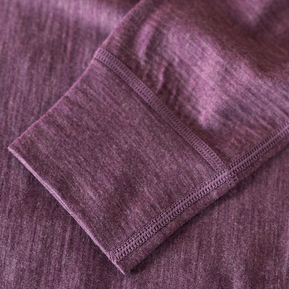 Isobaa Womens Merino 200 Long Sleeve Zip Neck (Mauve Melange/Wine)