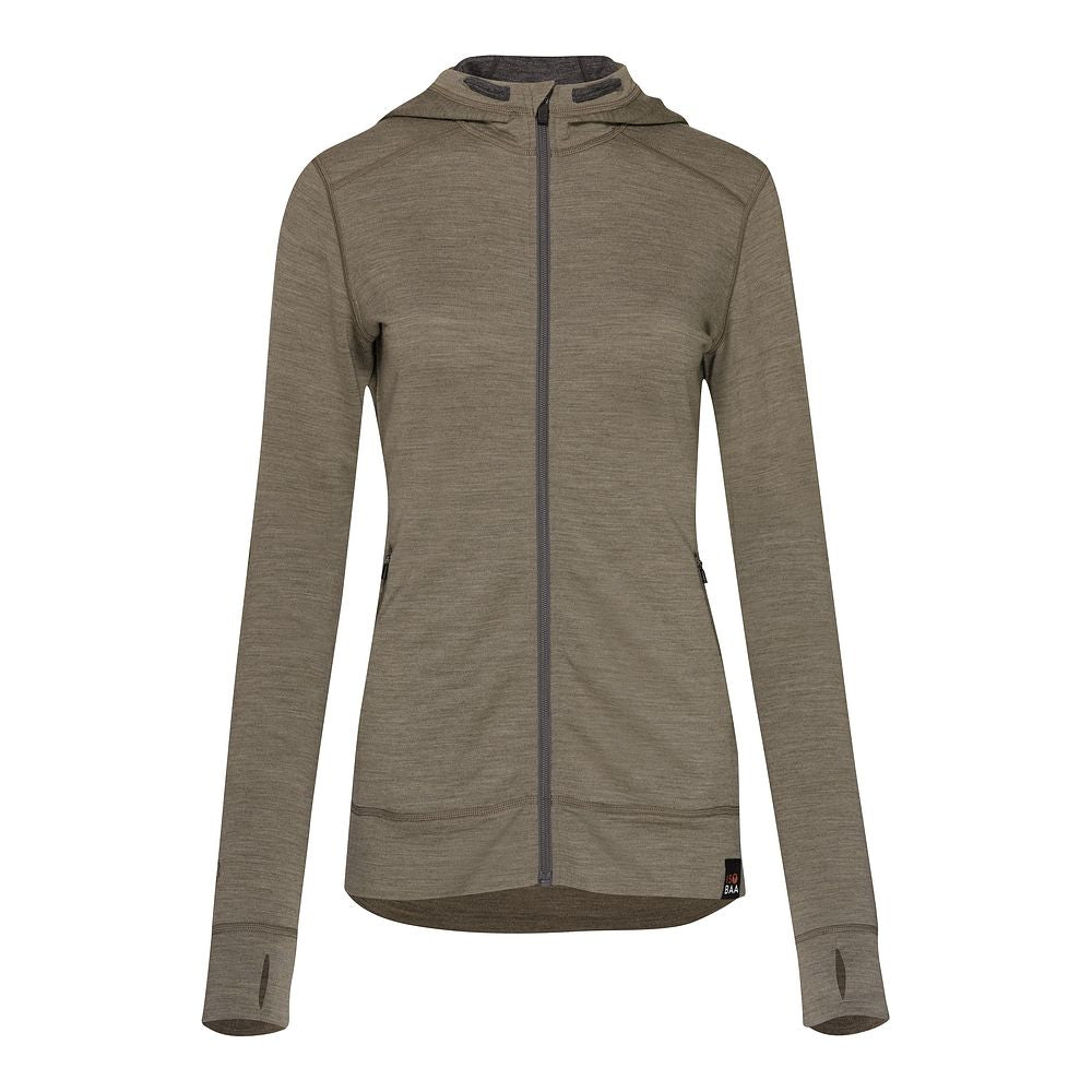 Isobaa Womens Merino 260 Casual Hoodie (Truffle Melange/Smoke)