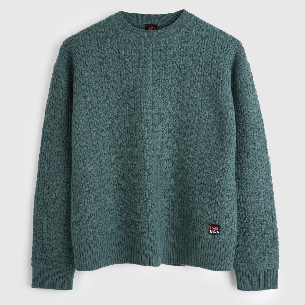 Womens Clover Merino Crew Sweater (Sea Green)