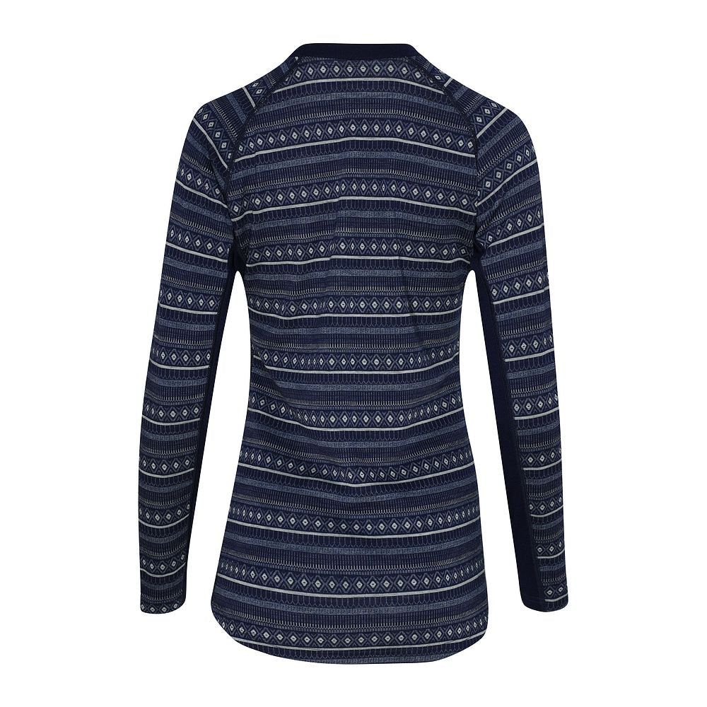 Womens Merino Blend 250 Fairisle Jacquard Long Sleeve Crew (Navy/Denim/Agave)