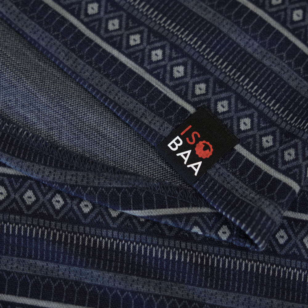 Womens Merino Blend 250 Fairisle Jacquard Long Sleeve Crew (Navy/Denim/Agave)