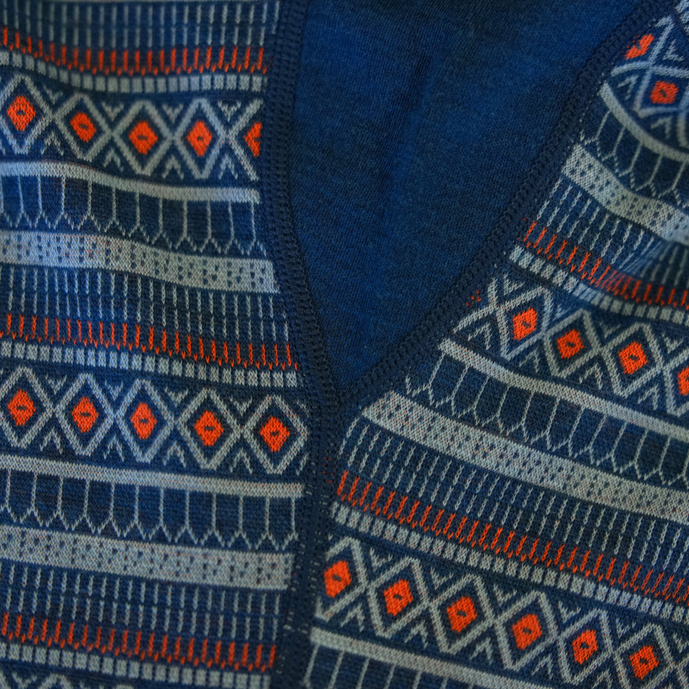 Womens Merino Blend 250 Fairisle Jacquard Long Sleeve Crew (Petrol/Lagoon/Orange)