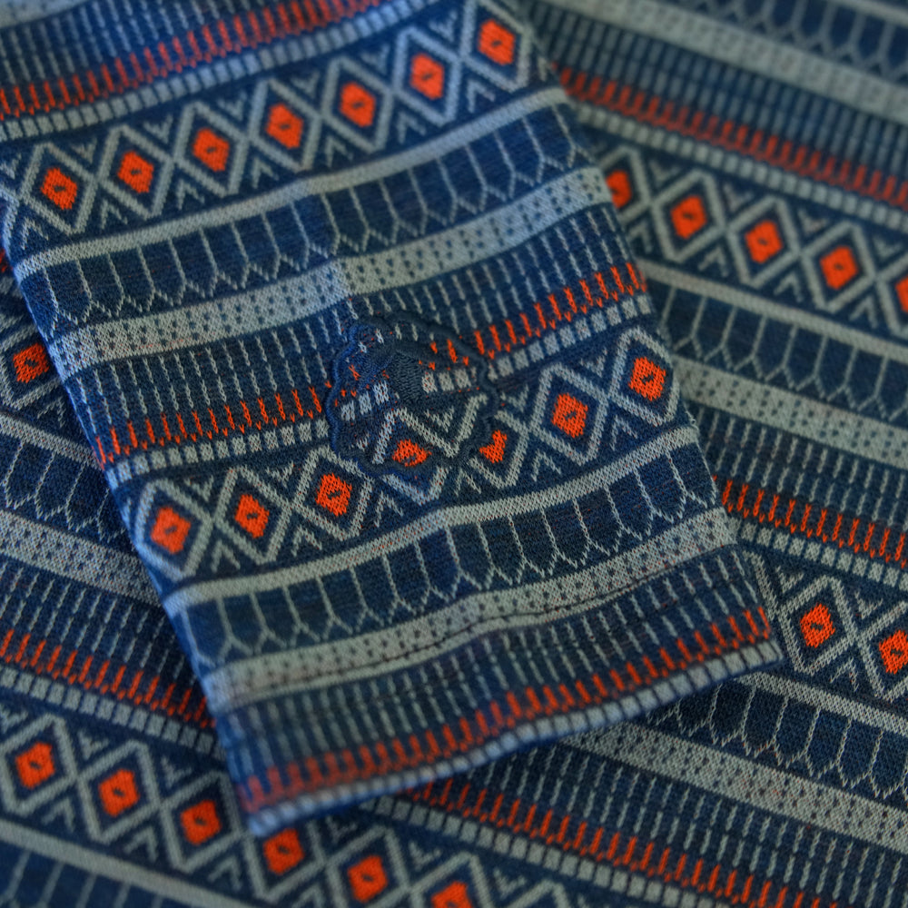 Womens Merino Blend 250 Fairisle Jacquard Long Sleeve Crew (Petrol/Lagoon/Orange)