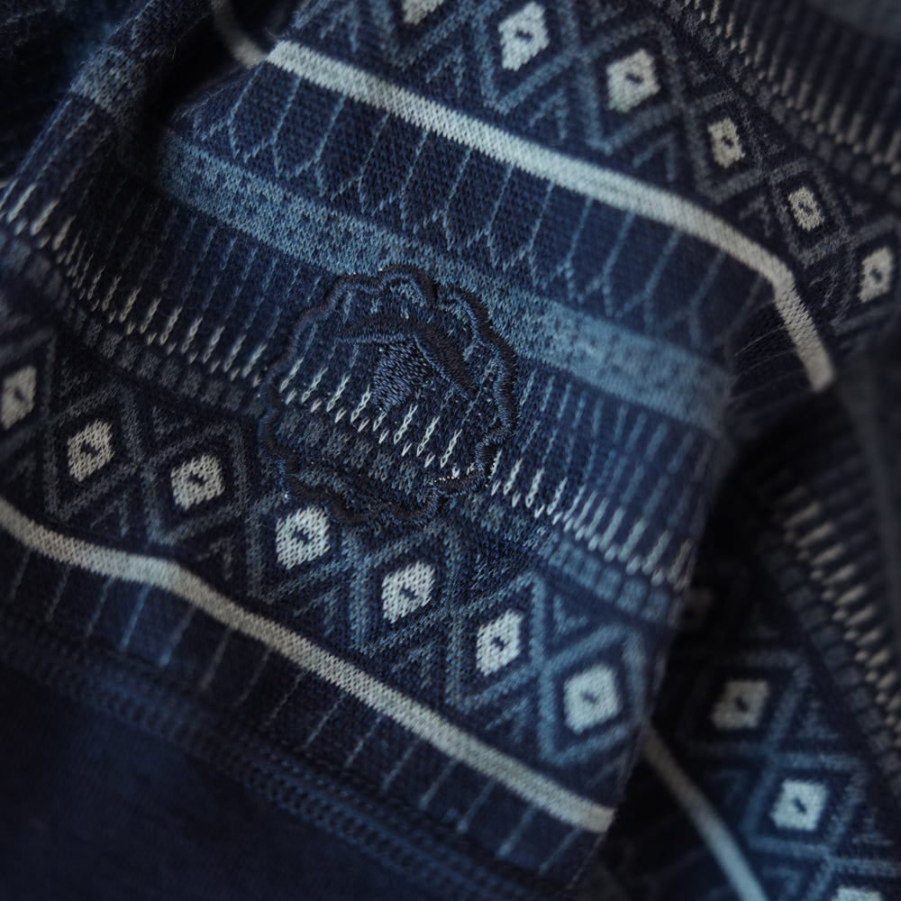 Womens Merino Blend 250 Fairisle Jacquard Long Sleeve Zip Neck (Navy/Denim/Agave)