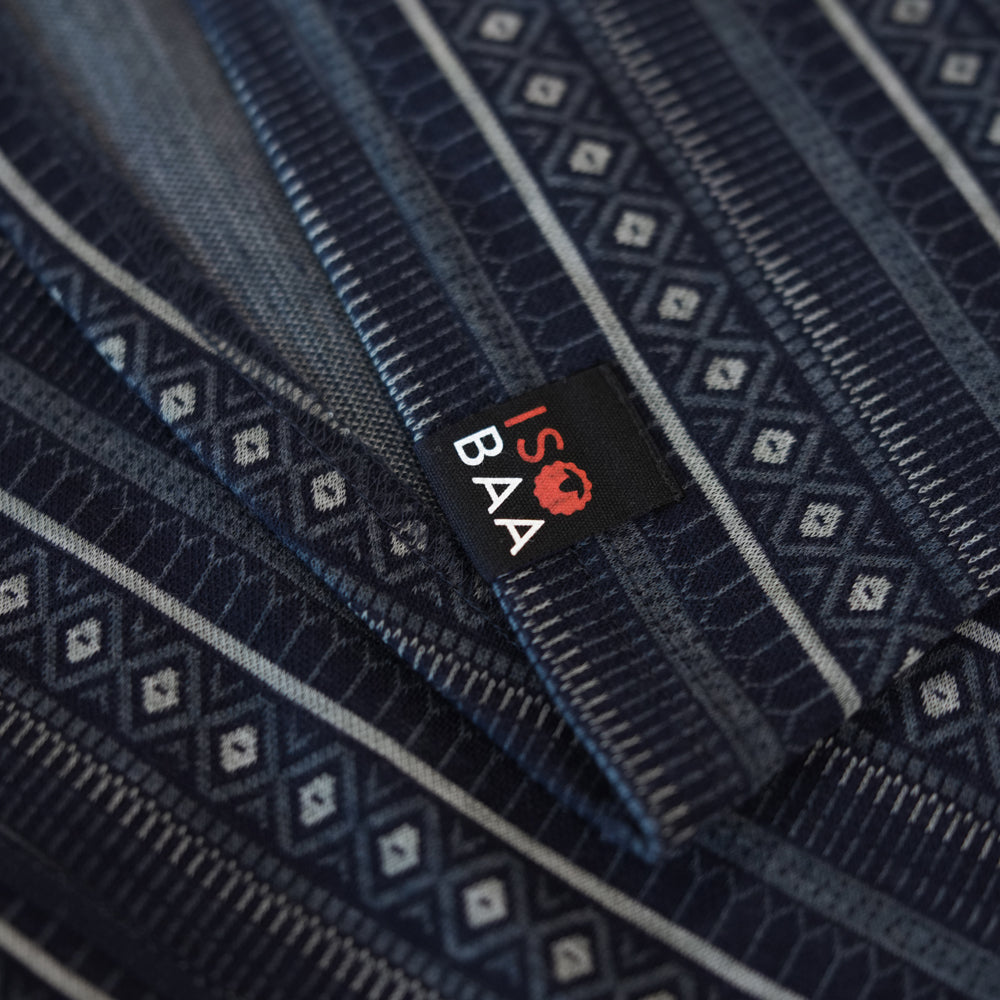 Womens Merino Blend 250 Fairisle Jacquard Long Sleeve Zip Neck (Navy/Denim/Agave)