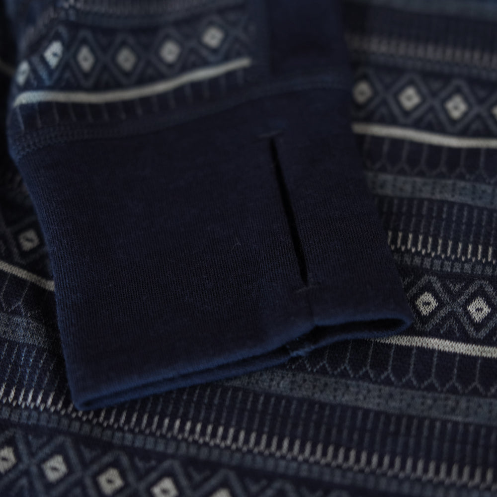 Womens Merino Blend 250 Fairisle Jacquard Long Sleeve Zip Neck (Navy/Denim/Agave)