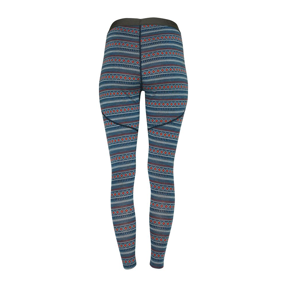 Womens Merino Blend 250 Fairisle Jacquard Tights (Petrol/Lagoon/Orange)