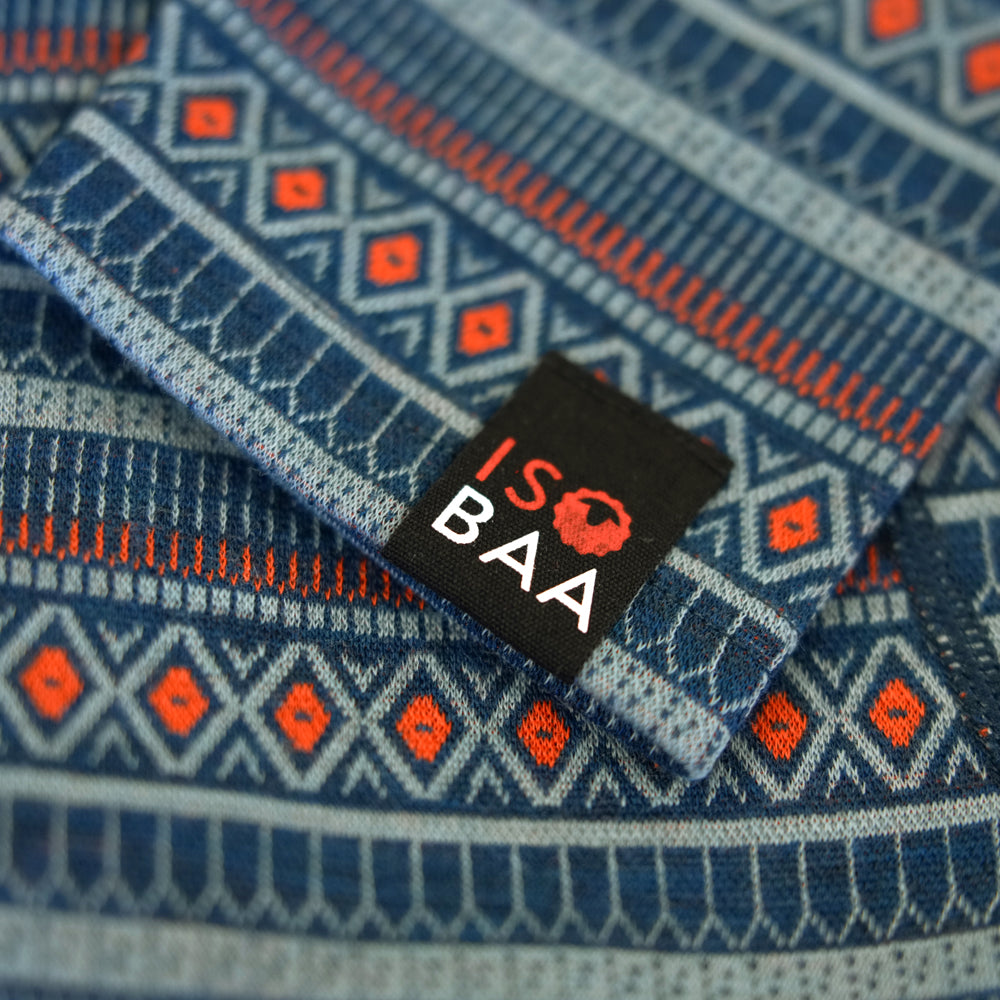 Womens Merino Blend 250 Fairisle Jacquard Tights (Petrol/Lagoon/Orange)