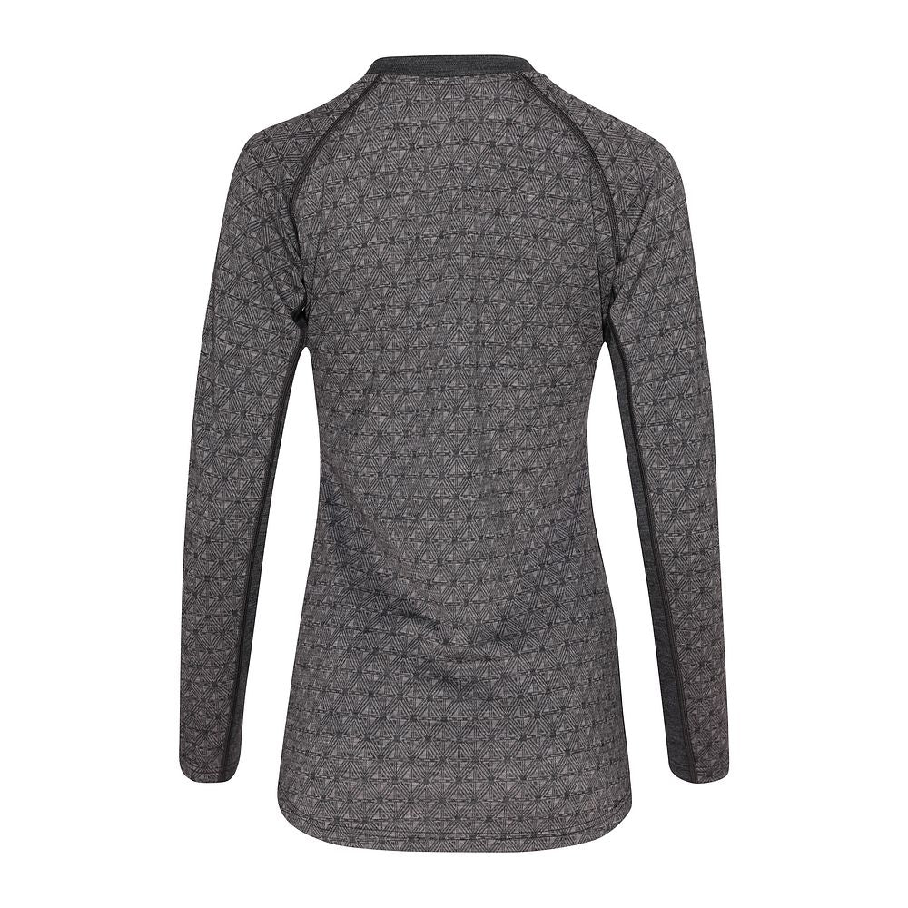 Womens Merino Blend 250 Geometric Jacquard Long Sleeve Crew (Smoke/Charcoal)