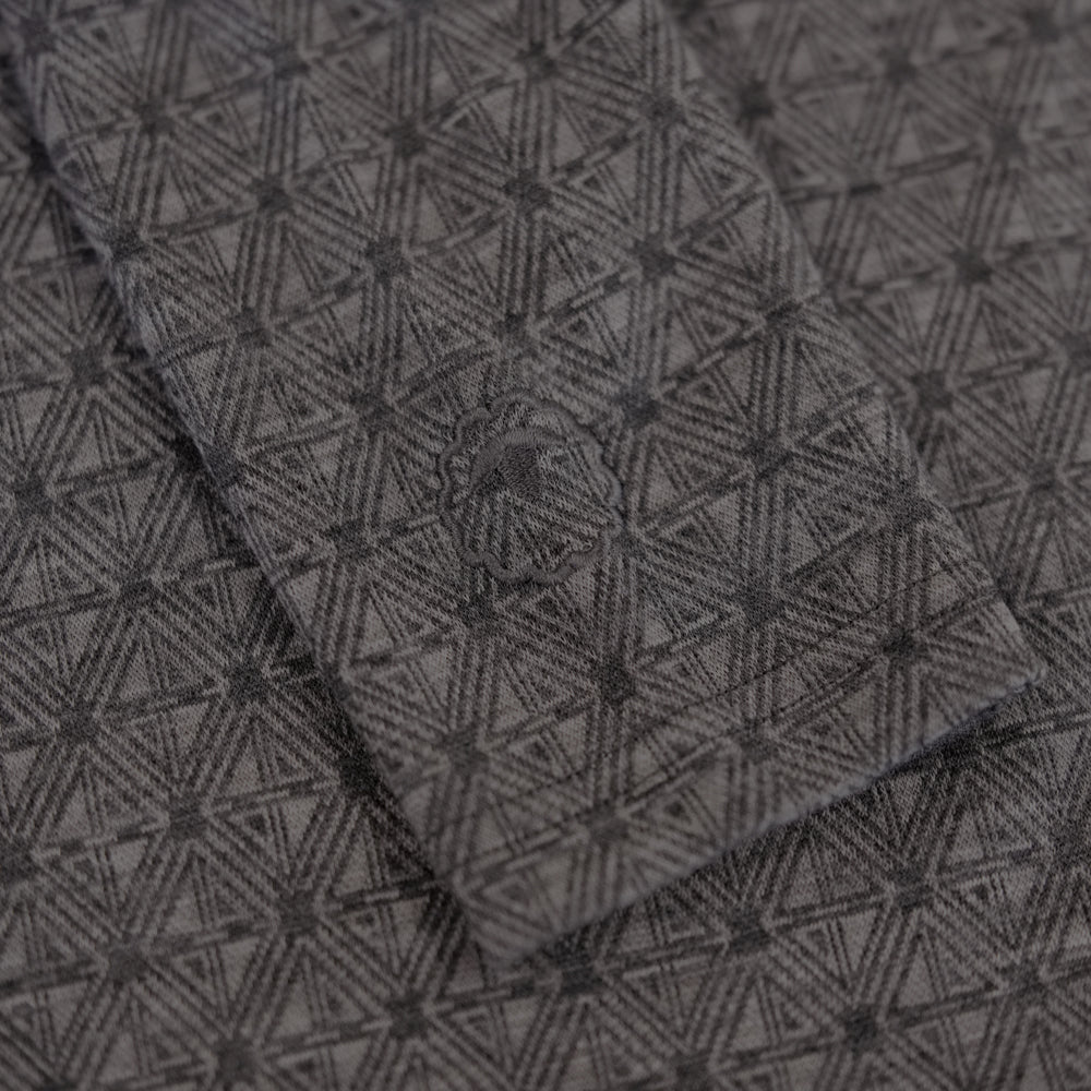 Womens Merino Blend 250 Geometric Jacquard Long Sleeve Crew (Smoke/Charcoal)