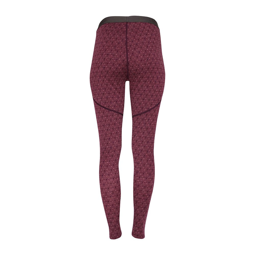 Womens Merino Blend 250 Geometric Jacquard Tights (Wine/Mauve)