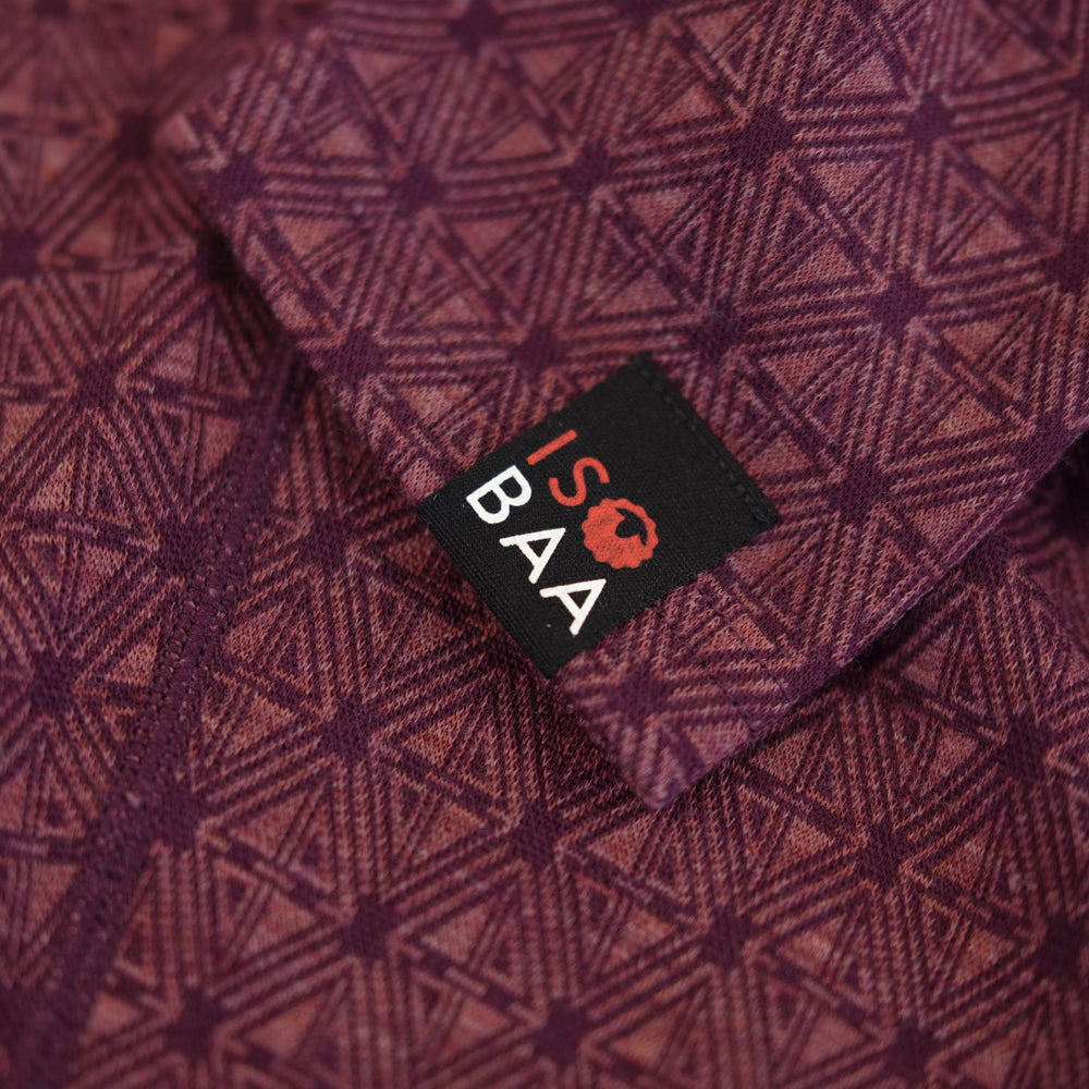 Womens Merino Blend 250 Geometric Jacquard Tights (Wine/Mauve)