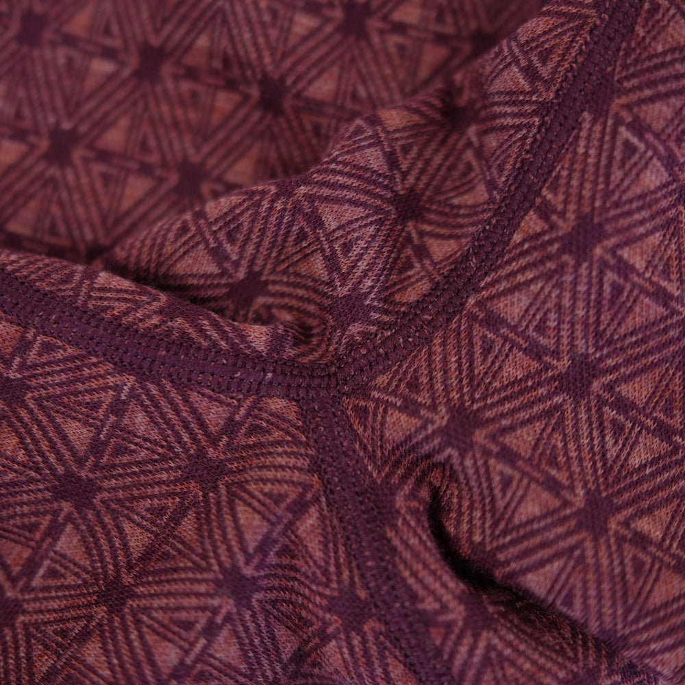 Womens Merino Blend 250 Geometric Jacquard Tights (Wine/Mauve)
